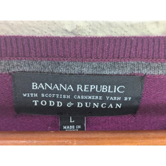 Banana Republic Cashmere Sweater Womens Large Purple Todd Duncan Scottish Yarn - Picture 2 of 7